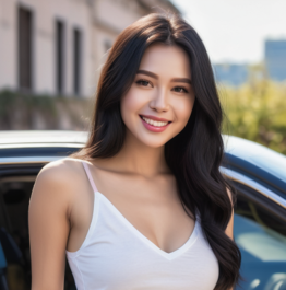 亚洲夏日清爽风格吊带短裤美女写真图片
