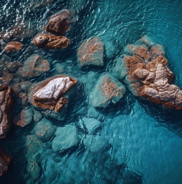 海岸清澈见底海水岩石图片